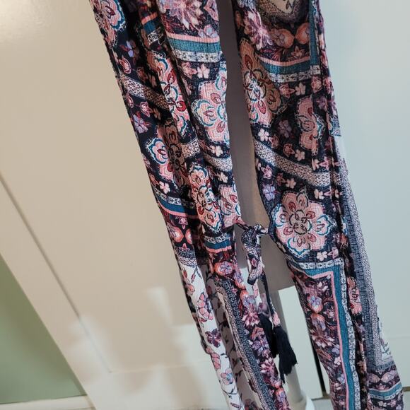 Knox Rose Size XS Patchwork Floral Kimono Poncho Cover Up White Purple Boho - Picture 4 of 8